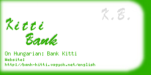 kitti bank business card